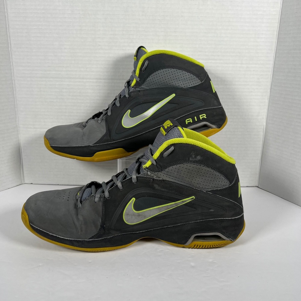 Nike‎ Air Visi Pro 3 Mens 13 Basketball Shoes Grey Black Volt Yellow 525745-004